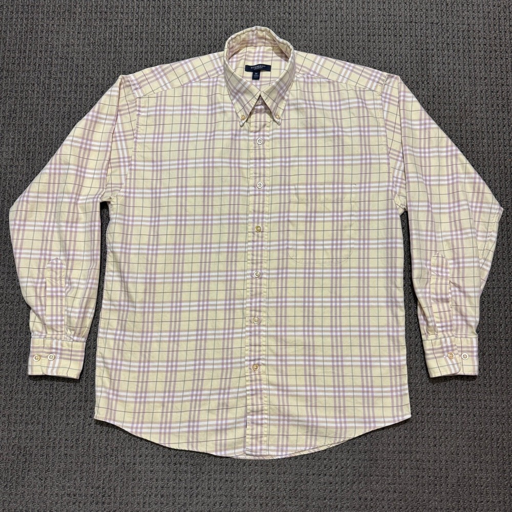 Burberry London Flannel Shirt Mens Medium Check Plaid Button Long Sleeve USA